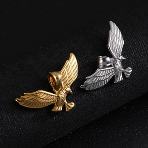Titanium steel soaring eagle pendant necklaces in gold and silver hip hop style