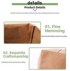 Detail showing high-quality stitching and durable seams on washable kraft paper bag