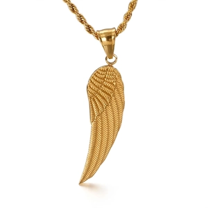 Feather Wing Pendant Stainless Steel Single Wing Hip Hop Punk Jewelry Accessory For Men And Women Gold Silver Tone