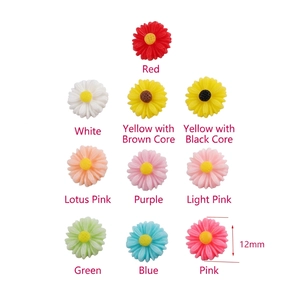 12mm resin daisy sunflower charms in 10 assorted colors for DIY hair clip accessories