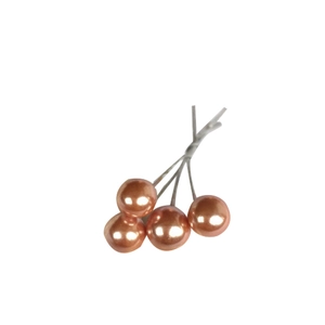 Set of 8mm pearlized rose gold artificial berries on wire stems for DIY home decor crafts
