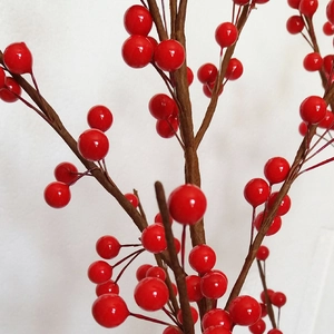 Artificial red holly berry stems for New Year and Christmas home floral decorations