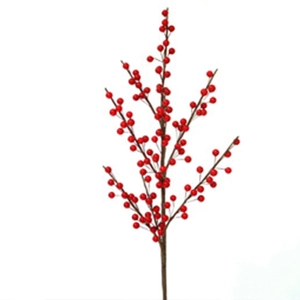 Artificial red holly berry stems for New Year and Christmas home floral decorations