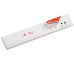 Detail view of Zhu Ting professional nylon hair liner brushes set in paper packaging