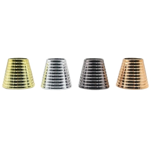 Set of four flared metal hair ties in gold, silver, black, and copper finishes