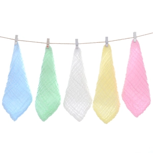 Five-pack of soft multi-colored bubble gauze cotton muslin washcloths for babies