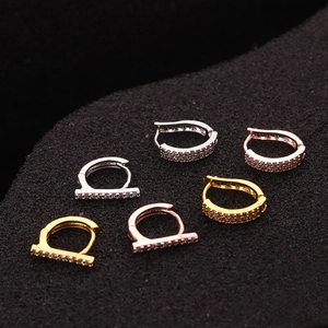 Zircon micro-pave ear cartilage studs in silver, gold and rose gold finishes