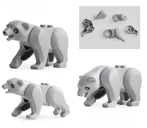 Detail view of polar bear building block with dimensions 6.5x2.5x3.5cm for DIY assembly