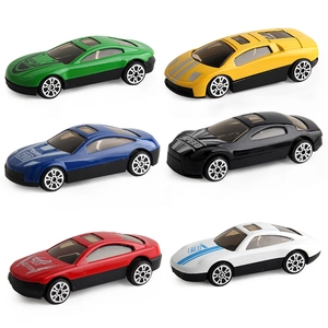 Set of 6 colorful alloy toy cars with 2-tone racing design for children's play