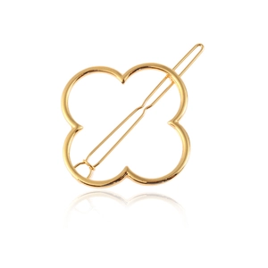 Barrette à cheveux minimaliste en alliage doré avec trèfle à quatre feuilles ajouré