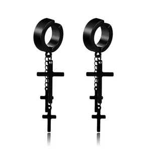 Orecchini A Cerchio Con Pendente A Croce Acciaio Al Titanio Vari Pendenti A Croce Punk Gothic Hip Hop Gioielli Unisex