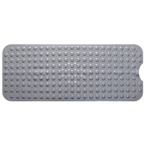 Tappetino da bagno rettangolare in PVC grigio con texture antiscivolo e drenaggio