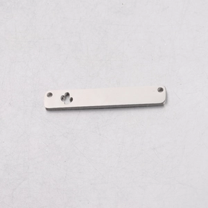 Detailed view of silver rectangular stainless steel tag with hollow cactus motif and dual holes