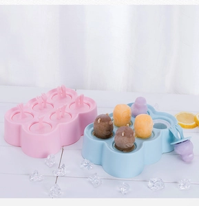 DIY silicone popsicle mold set with 6 holes in pink and blue for kids homemade ice pops