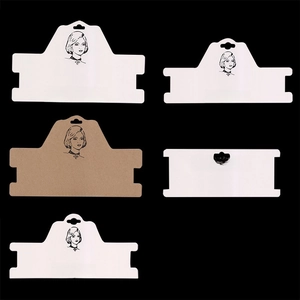 Minimalist necklace jewelry display cards in white and kraft paper with female illustration