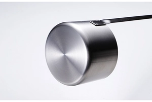 Close-up of brushed stainless steel funnel handle with premium metallic texture