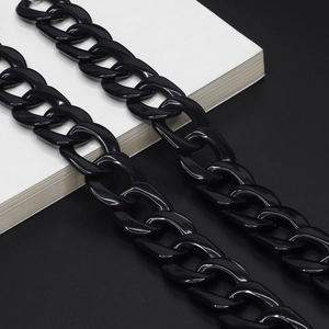 Minimalist black acrylic eyewear chain with thick high-gloss links for glasses strap