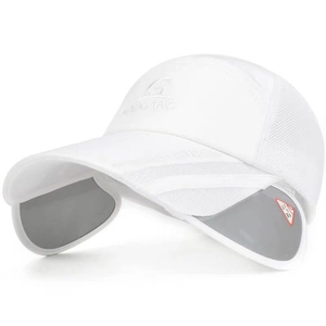 White quick-dry baseball cap with retractable sun visors and UPF 50+ protection