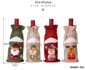 Detailed view showing dimensions 30x14cm for burlap Christmas wine bottle covers