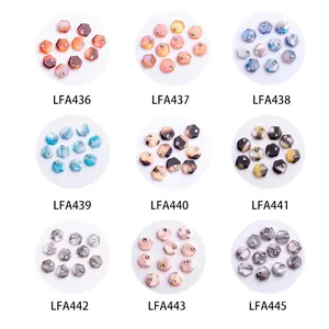 Hexagonal marble texture nail charms with rhinestones in 9 assorted colors