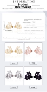 Tableau des tailles et options de couleurs pour boucles d'oreilles lapin en acier
