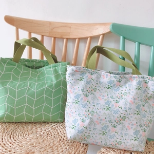 Thermische Lunchtasche Isolierte Baumwolle Reißverschluss Tragbare Handtasche Frische Florale Cartoon Druck Für Frauen