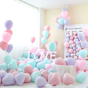 Pastel matte heart balloons in pink and blue for romantic party room decoration