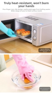 Detailed view of heat-resistant silicone gloves for safe microwave use and boiling water