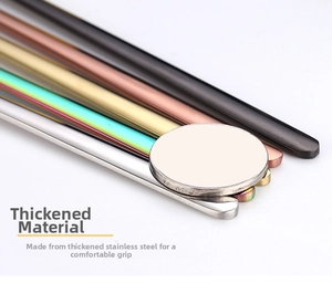 Detailed close-up showing thick stainless steel handles in multiple electroplated colors