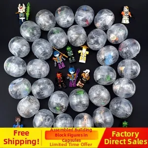 Multiple styles of transparent plastic capsules with assembled building block mini figures