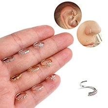 8er-Set Creolen aus Edelstahl in Silber und Gold mit klarem Zirkonia-Besatz für Piercings