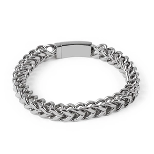 Herren Armband aus Edelstahl mit Fischschuppen-Muster und sicherem Kastenverschluss