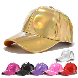 Casquette De Baseball Laser Cuir PU Holographique Brillant Métallique Réglable Chapeau De Soleil Unisexe