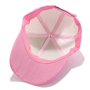 Casquette de baseball en PU rose brillant avec finitions et couture intérieure