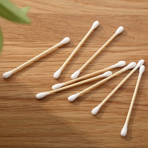 Disposable double-headed cotton swabs with wooden sticks for makeup and ear cleaning