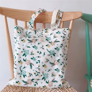 Floral Canvas Tote Bag Women Large Capacity Cotton Cloth Shoulder Bag Fresh Artistic Summer Eco Friendly Shopping Bag