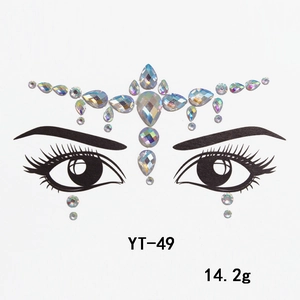 Detail view of acrylic rhinestones for face makeup with model layout for model YT-49