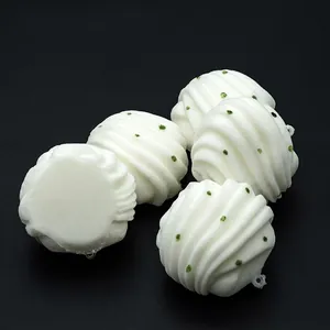 Simulation Steamed Bun Squishy Keychain Slow Rebound PU Stress Relief Squeeze Toy Spiral Pattern Food Model White Green