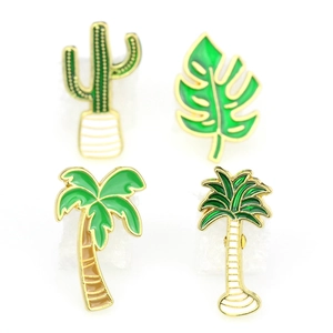 Lot de pin's créatifs en émail tropical avec cactus, feuille de palmier et cocotiers