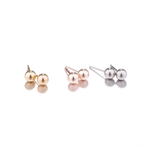 Polished ball stud earring set in gold, rose gold and silver finishes with mirror effect