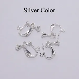 Silver screw-back ear clip converters for non-pierced ears DIY jewelry making 4pcs