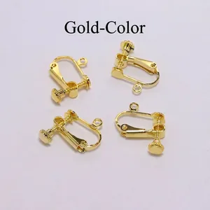 Macro shot of 4 pieces adjustable gold screw-back clip-on earrings for DIY jewelry