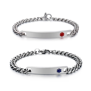 Stainless Steel Medical Alert ID Bracelet For Women Men Cuban Link Star Of Life Medical Sign Jewelry Gift For Patient