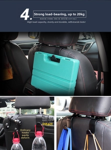 Heavy duty car headrest hook with 20kg load capacity for hanging heavy tools and bags
