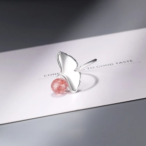 Vintage Eleganter Ginkgo Blatt Offener Ring Für Damen Rosa Stein Eingelegt Versilbert Kupfer Verstellbarer Fingerring Schmuck