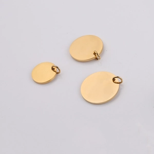 Polished gold stainless steel round charms in three sizes for DIY jewelry making