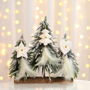 Christmas Tree Hanging Ornaments Fabric Gold Star Heart Feather Pendant Festive Home Decoration Holiday Party Favor