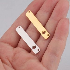 Mirror polished stainless steel rectangular cactus hollow pendants in gold and silver
