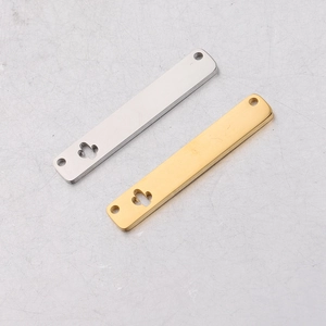 Polished rectangle cactus charms in gold and silver steel with dual mounting holes