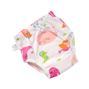 Pañal de aprendizaje de algodón para bebés con ballenas rosas y animales marinos